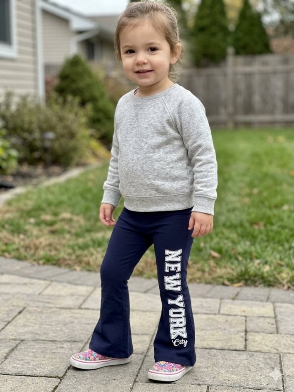 NWT Freestyle Revolution Navy New York City Graphic Flare Pants 3T Girls